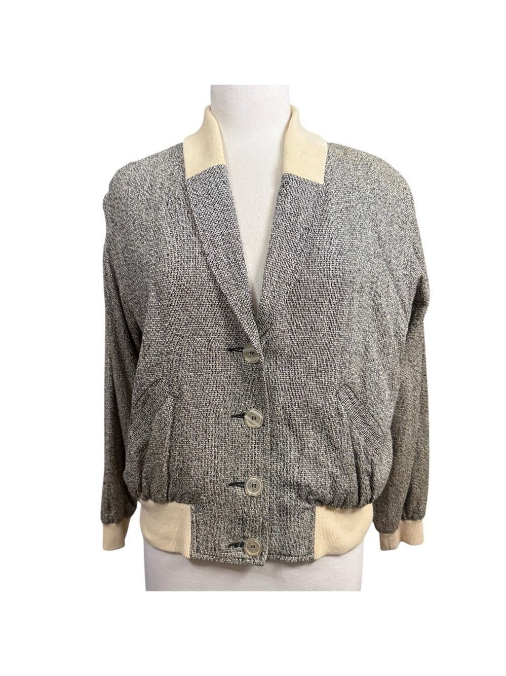 Vintage I.B. Diffusion Jacket Size 10 Gray Silk